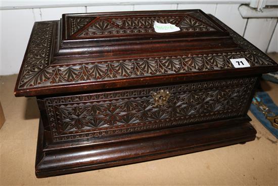 Carved wood box
